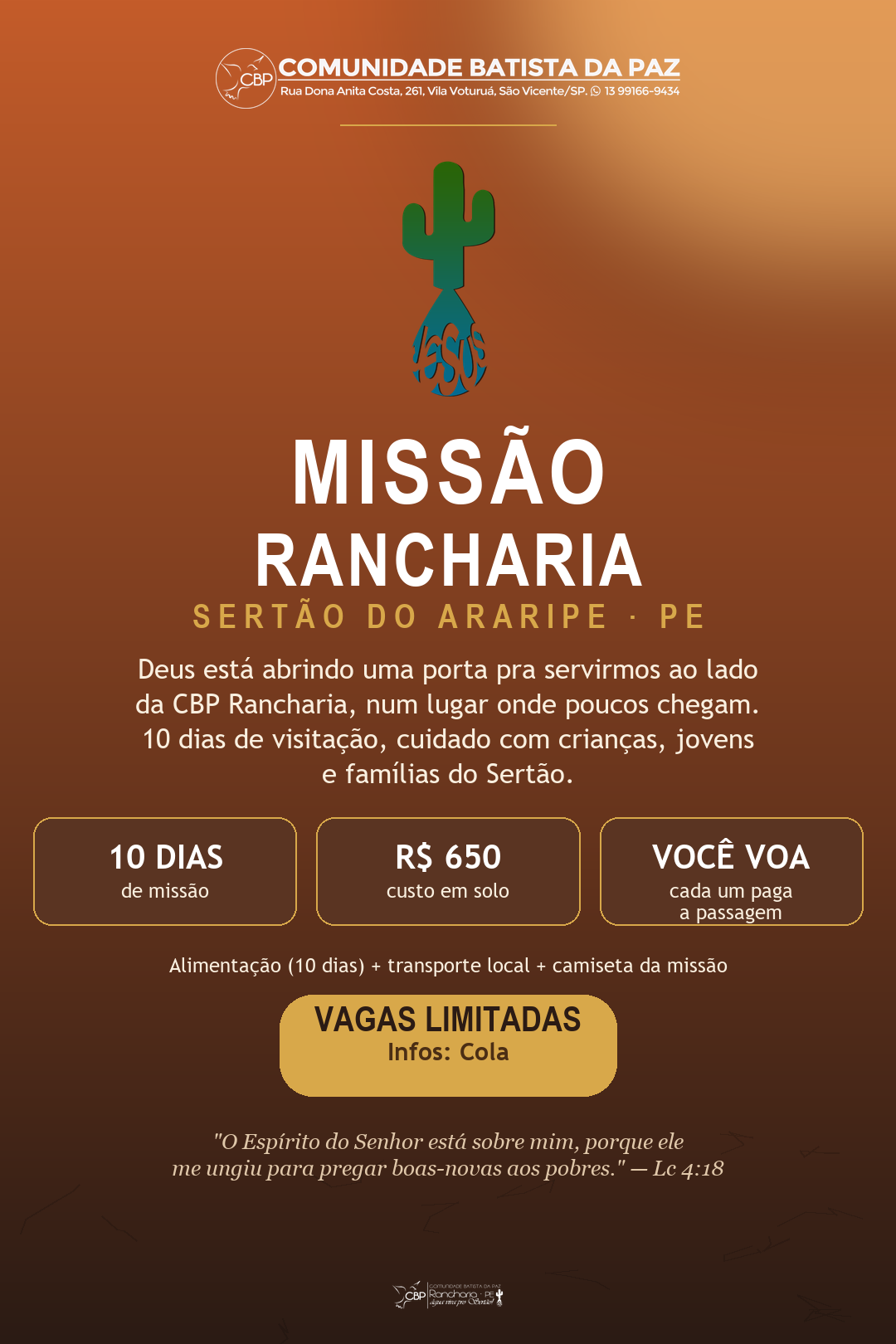Arte de convite da Missão Rancharia
